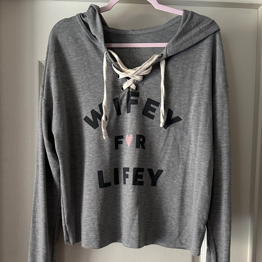 Graphic Hoodie with Lace-Up Front